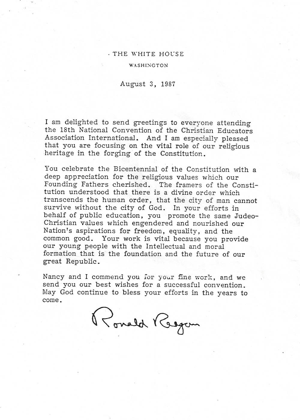 Letter from Ronald Reagan